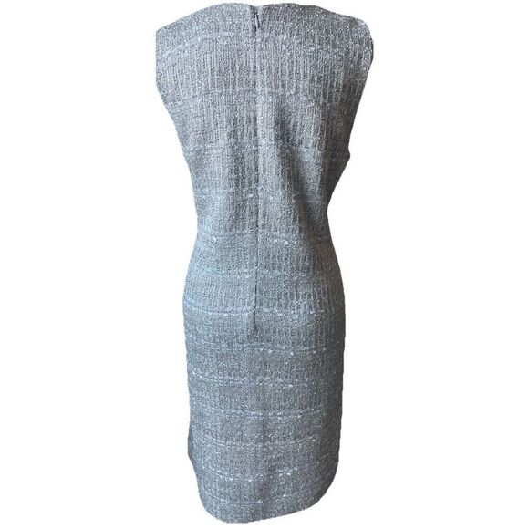 St. John Evening Silver Metallic Knit Shift Dress & Match Blazer Size 8 - Picture 6 of 8